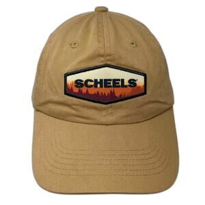 Scheels Snapback Beige Orange Hat Forest Sunset Patch Embroidered One Size